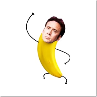 Nicolas cage in a banana Posters and Art